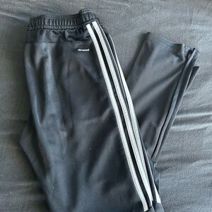 Adidas Black Track Pants with White Stripes
